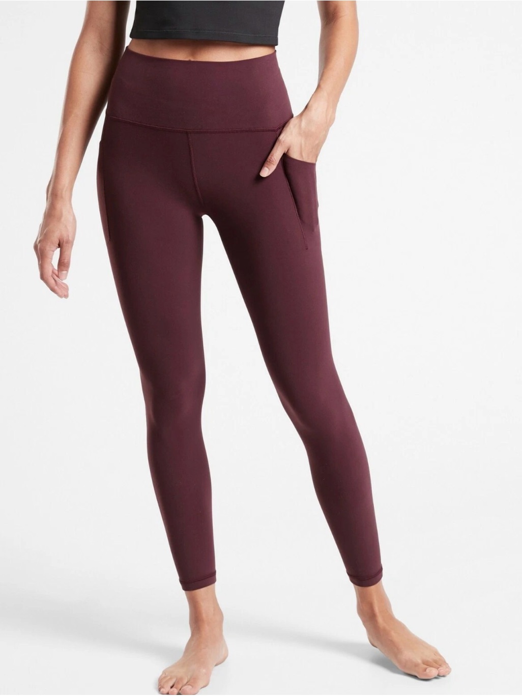 Athleta Salutation Stash Pocket Ii 7/8 Tight Leggings Cabernet Size Xxsp Nwt